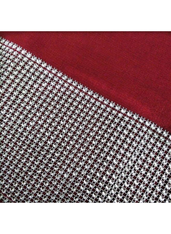 OZXCHIXU 13inch x 72inch Table Runner with Diamante Strip and Tassels (red) - Image 4