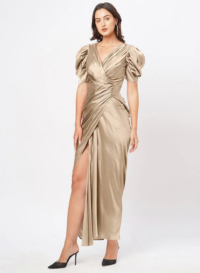 Mish Satin Wrap Maxi Dress