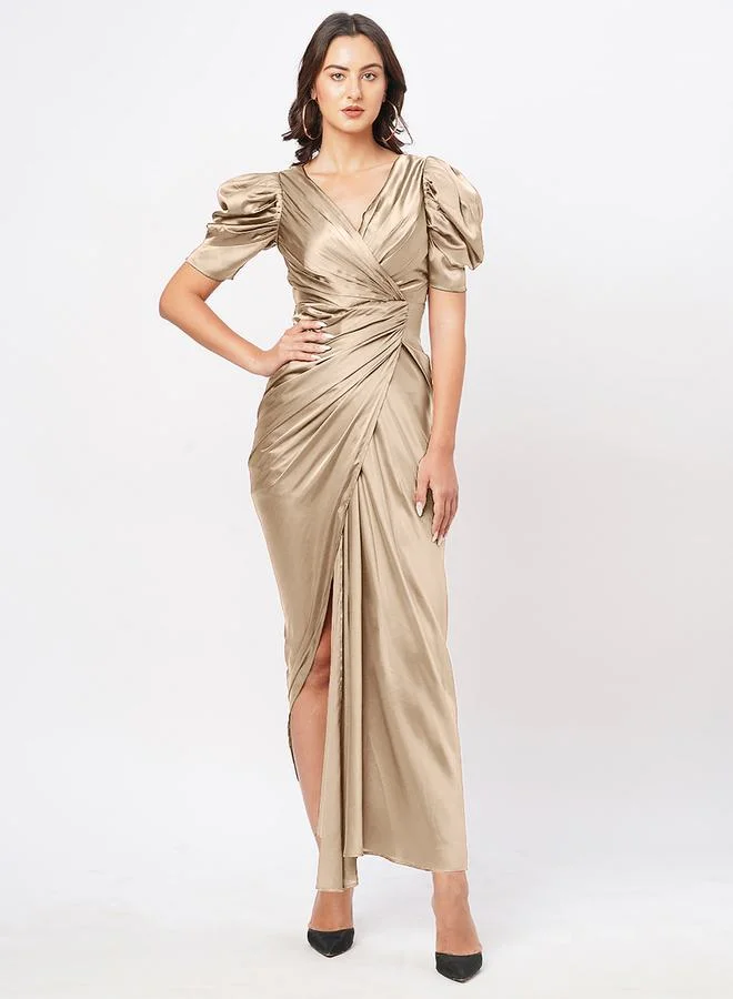 Mish Satin Wrap Maxi Dress
