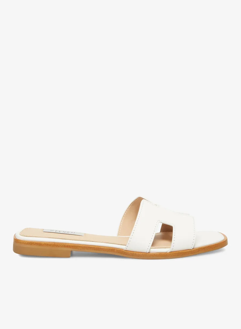 Hadyn White Leather Flat Sandals
