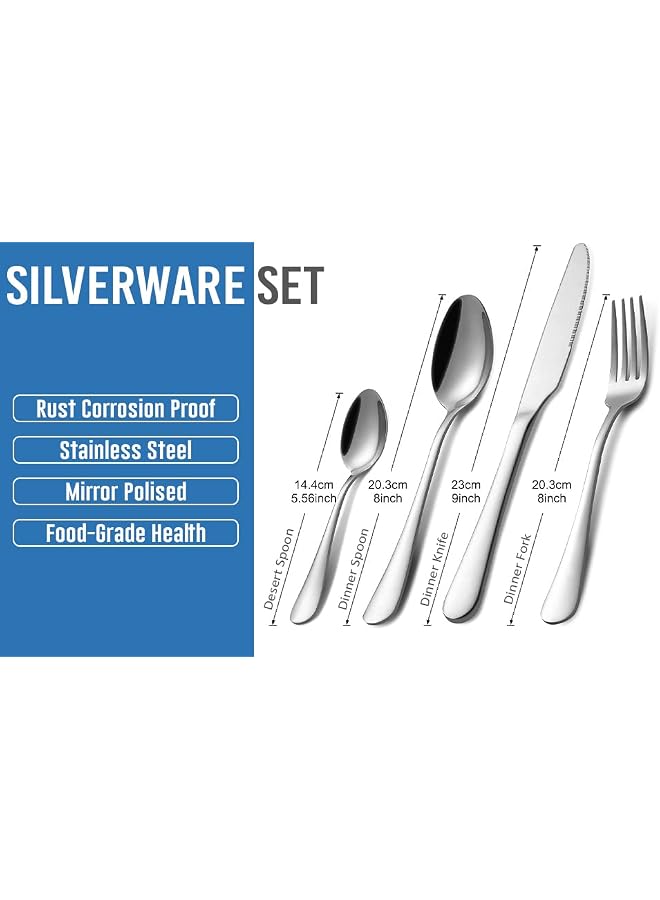 S-TOP 24 Pieces Cutlery Set, Stainless Steel Basic Flatware Cutlery Silverware for Home/Office/Party/Camping, Knife FoSpoon Eating Utensils Set Service for 6, Mirror Polish - Image 3
