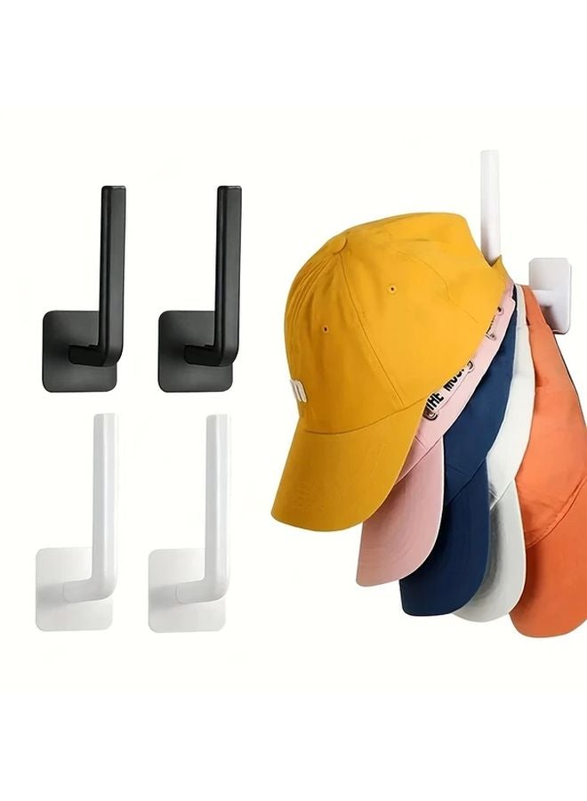 عبوتان من حامل القبّعات الأسود المثبّت على الحائط، حامل قبعات متين من البلاستيك الثقيل، بلصق قوي دون حاجة للحفر - Image 2