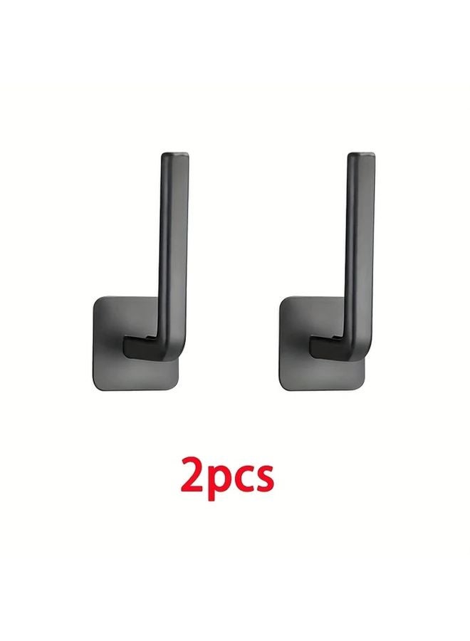 عبوتان من حامل القبّعات الأسود المثبّت على الحائط، حامل قبعات متين من البلاستيك الثقيل، بلصق قوي دون حاجة للحفر - Image 1