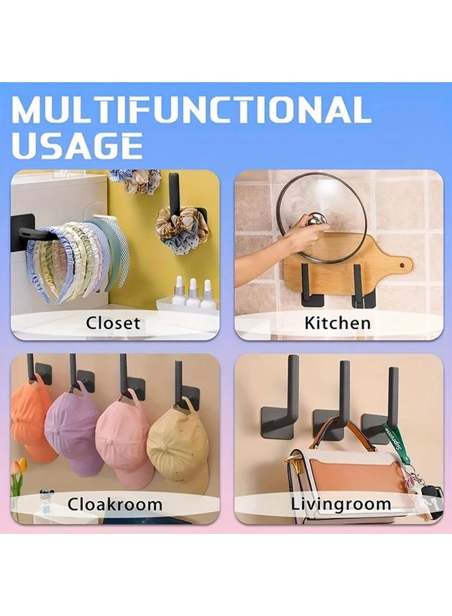 عبوتان من حامل القبّعات الأسود المثبّت على الحائط، حامل قبعات متين من البلاستيك الثقيل، بلصق قوي دون حاجة للحفر - Image 3