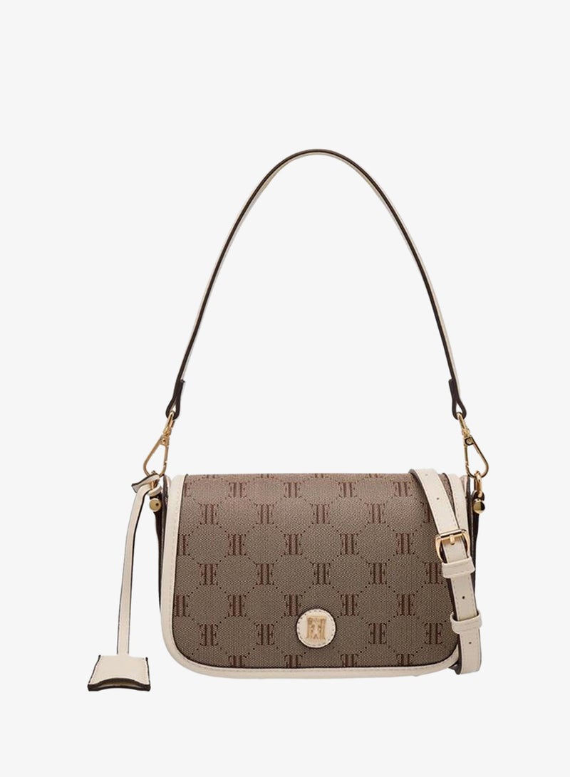 ELLE Monogram Texture Crossbody Bag With Detachable Strap - Image 1