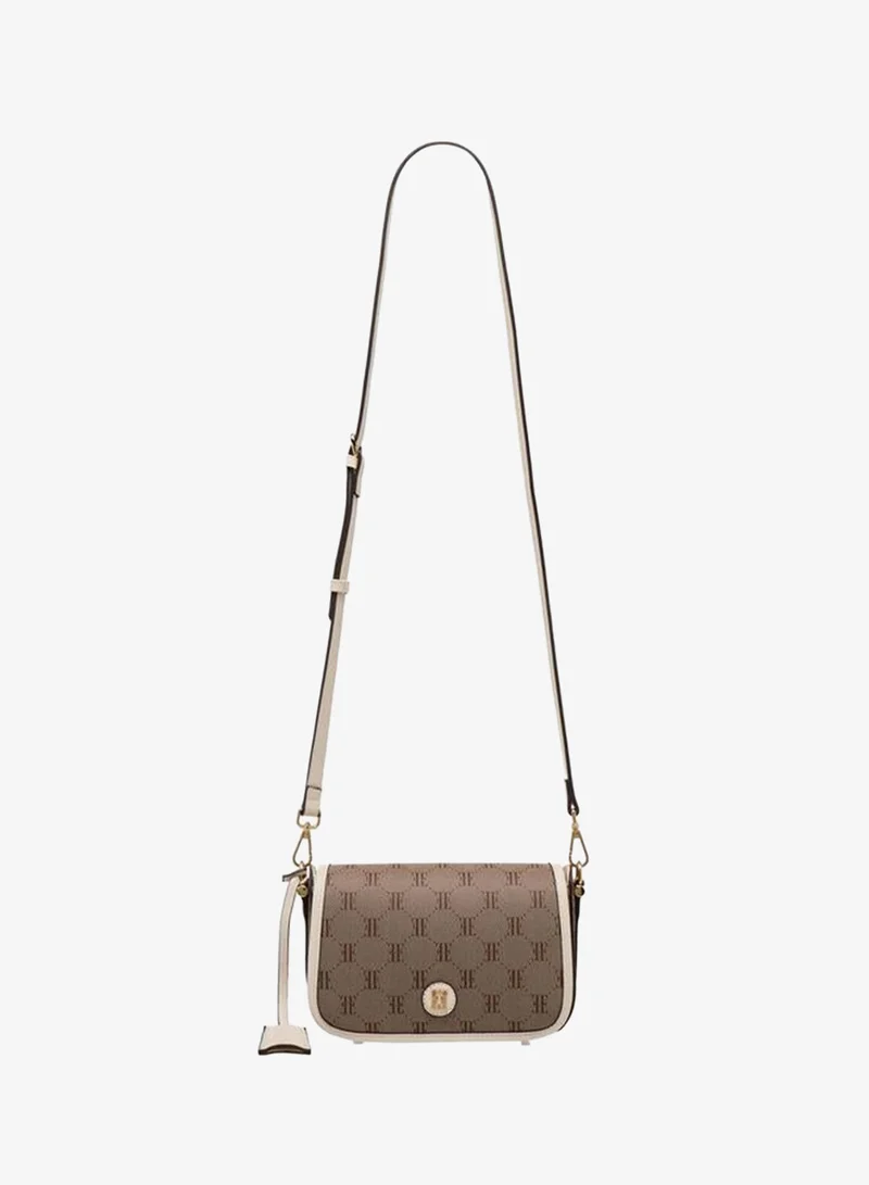 ايل Monogram Texture Crossbody Bag With Detachable Strap