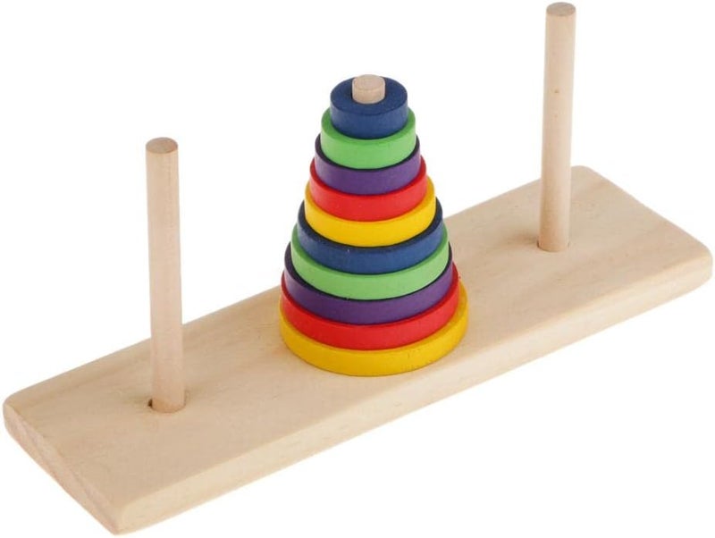 klarakoTower of Hanoi Wooden Puzzle, Traditional Indian Logic Game Toy for Kids Teens Beginners (10 Ring) - Image 4