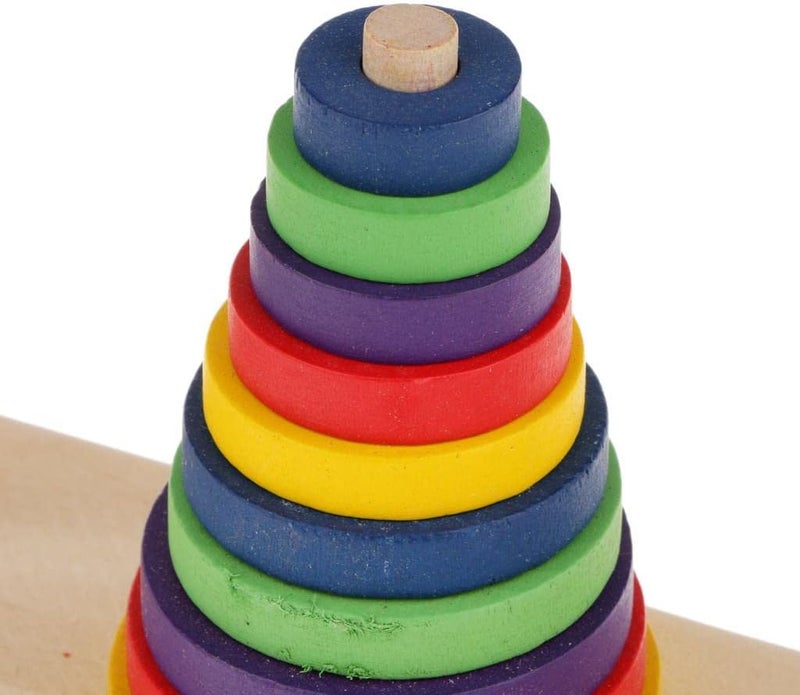 klarakoTower of Hanoi Wooden Puzzle, Traditional Indian Logic Game Toy for Kids Teens Beginners (10 Ring) - Image 2