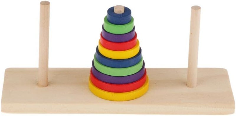 klarakoTower of Hanoi Wooden Puzzle, Traditional Indian Logic Game Toy for Kids Teens Beginners (10 Ring) - Image 1