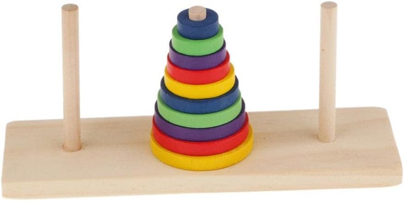 klarakoTower of Hanoi Wooden Puzzle, Traditional Indian Logic Game Toy for Kids Teens Beginners (10 Ring) - Image 5