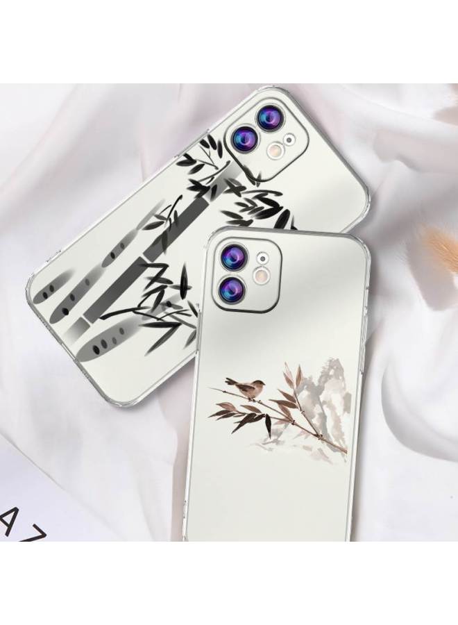 Loquat Bamboo Mobile Phone Case For Iphone 13 15 Men's For Iphone14 Chinese Style 12Pro Ink Painting 11 Chinese Style X Ancient-Color:802315-Transparent-Exterior Dimension:For Iphone11  - Image 4