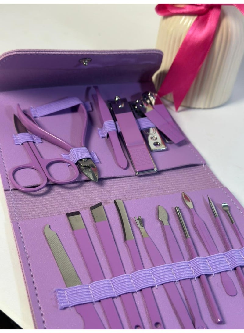 16 Piece Manicure Pedicure Nail Care Set Cutter Clippers Kit Case Mens Ladies - Image 3