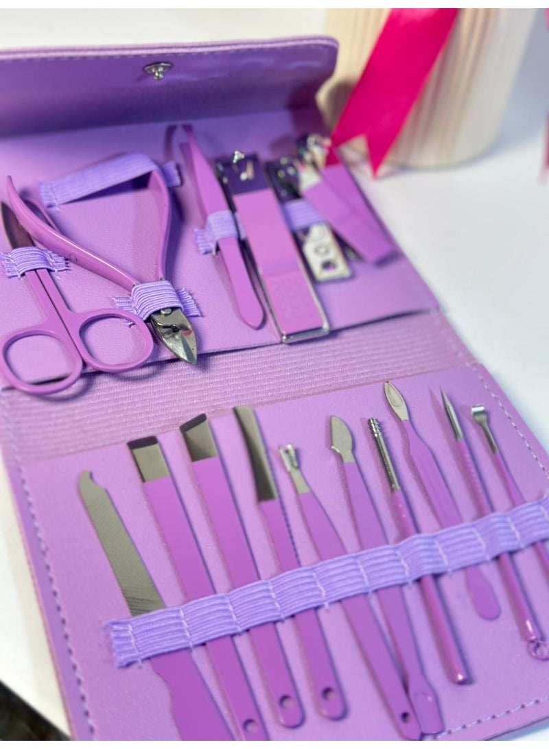 16 Piece Manicure Pedicure Nail Care Set Cutter Clippers Kit Case Mens Ladies - Image 4