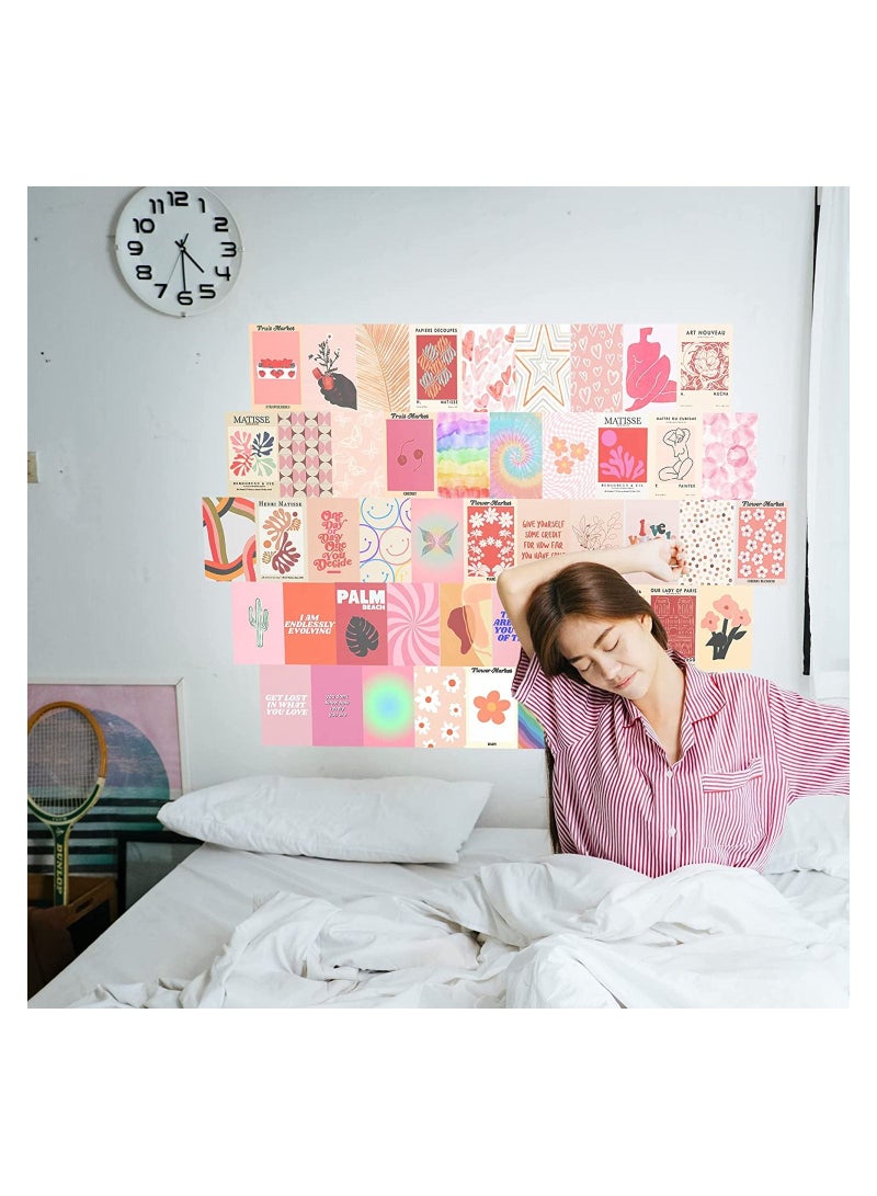 SYOSI Minimalist Wall Art for Room Decor Aesthetic, 50Pcs Blush Wall Collage Kit Aesthetic Pictures, Danish Pastel Wall Decor, Preppy Wall Decor, Preppy Bedroom Decor for Teen Girls Trendy Stuff - Image 2