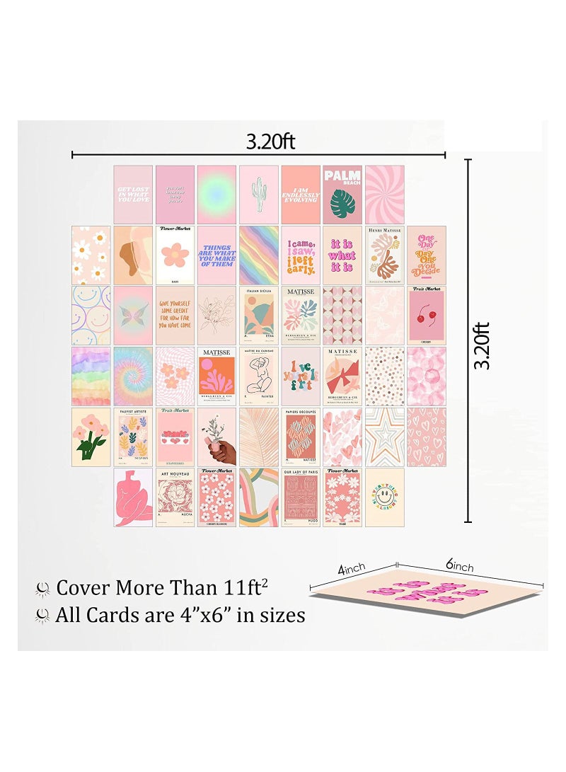 SYOSI Minimalist Wall Art for Room Decor Aesthetic, 50Pcs Blush Wall Collage Kit Aesthetic Pictures, Danish Pastel Wall Decor, Preppy Wall Decor, Preppy Bedroom Decor for Teen Girls Trendy Stuff - Image 4