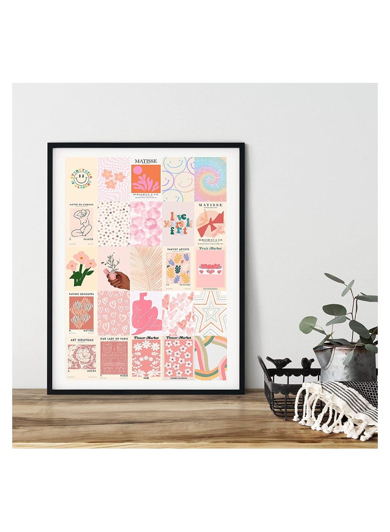 SYOSI Minimalist Wall Art for Room Decor Aesthetic, 50Pcs Blush Wall Collage Kit Aesthetic Pictures, Danish Pastel Wall Decor, Preppy Wall Decor, Preppy Bedroom Decor for Teen Girls Trendy Stuff - Image 5