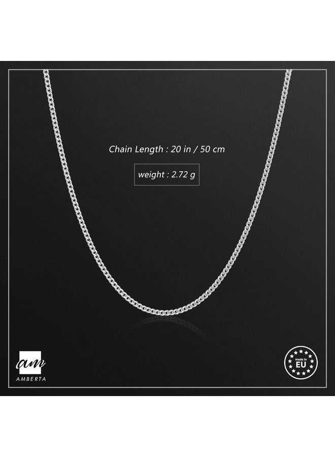Amberta 925 Sterling Silver 1.5 Mm Curb Chain Necklace Length 20" Inch / 50 Cm (20) - Image 3