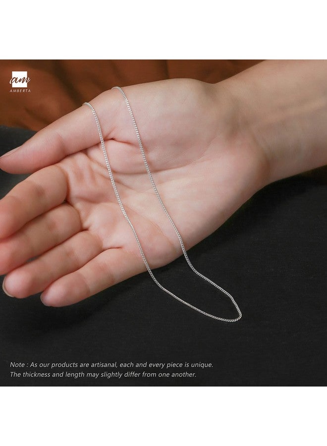 Amberta 925 Sterling Silver 1.5 Mm Curb Chain Necklace Length 20" Inch / 50 Cm (20) - Image 5