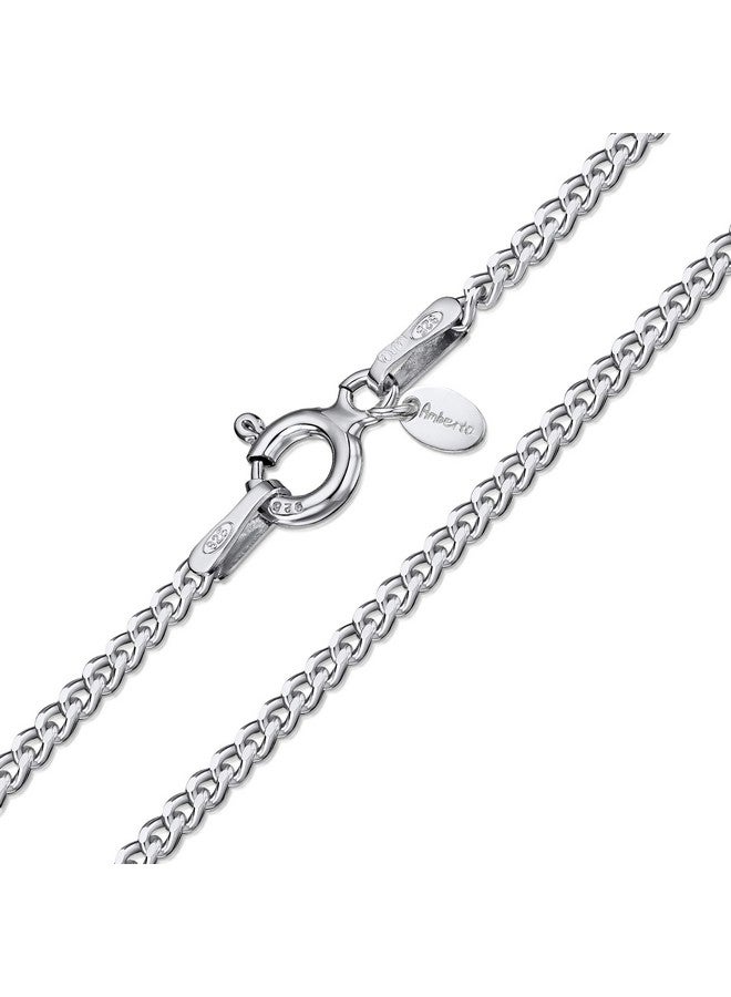 Amberta 925 Sterling Silver 1.5 Mm Curb Chain Necklace Length 20" Inch / 50 Cm (20) - Image 1