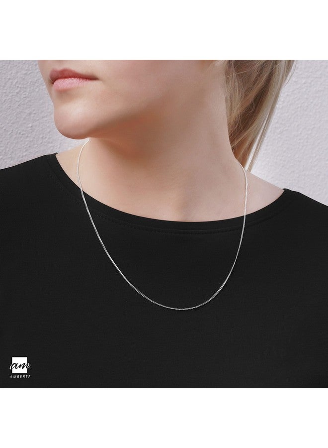 Amberta 925 Sterling Silver 1.5 Mm Curb Chain Necklace Length 20" Inch / 50 Cm (20) - Image 2