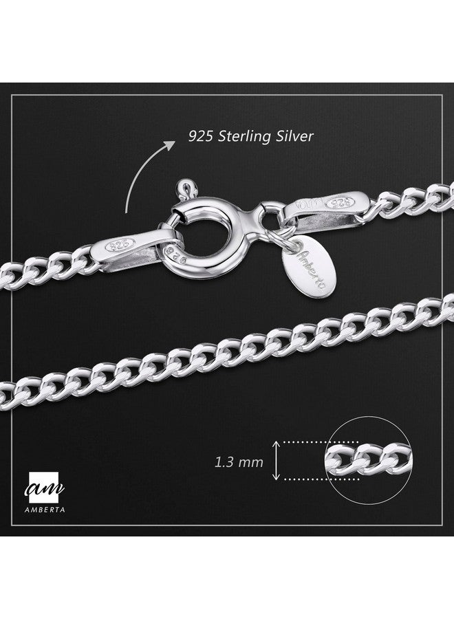 Amberta 925 Sterling Silver 1.5 Mm Curb Chain Necklace Length 20" Inch / 50 Cm (20) - Image 4