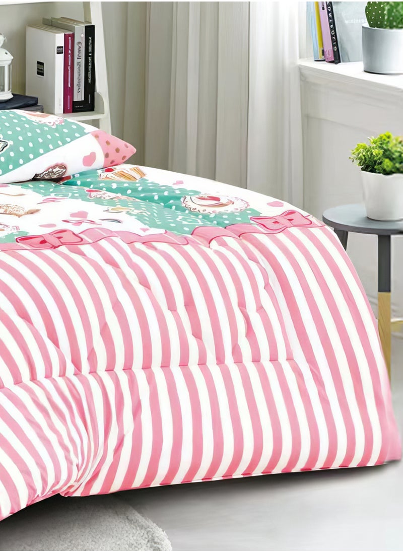 3 Pieces Kids Winter Comforter Set Single Size 170x220Cm Printed Bedding Set Includs Comforter, Fitted Sheet and Pillow Shams Multicolour