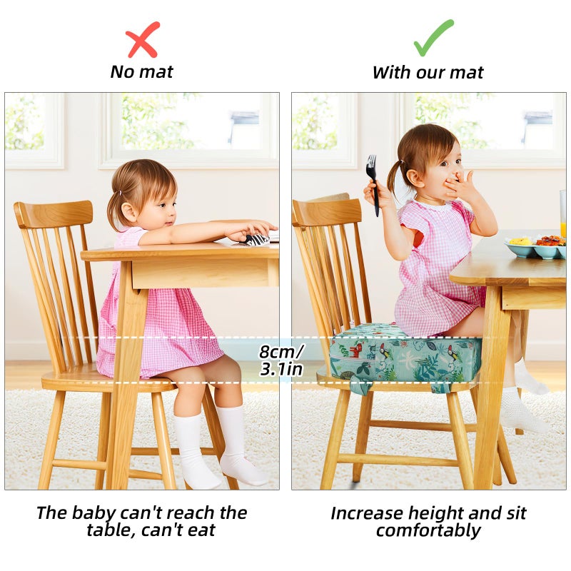 Zicac Portable High Chair Increasing Seat Cushion for Travel Dining Seat Pad for Toddler Kids Baby Infant Washable Thick Chair Seat Pads (Green) - Image 4