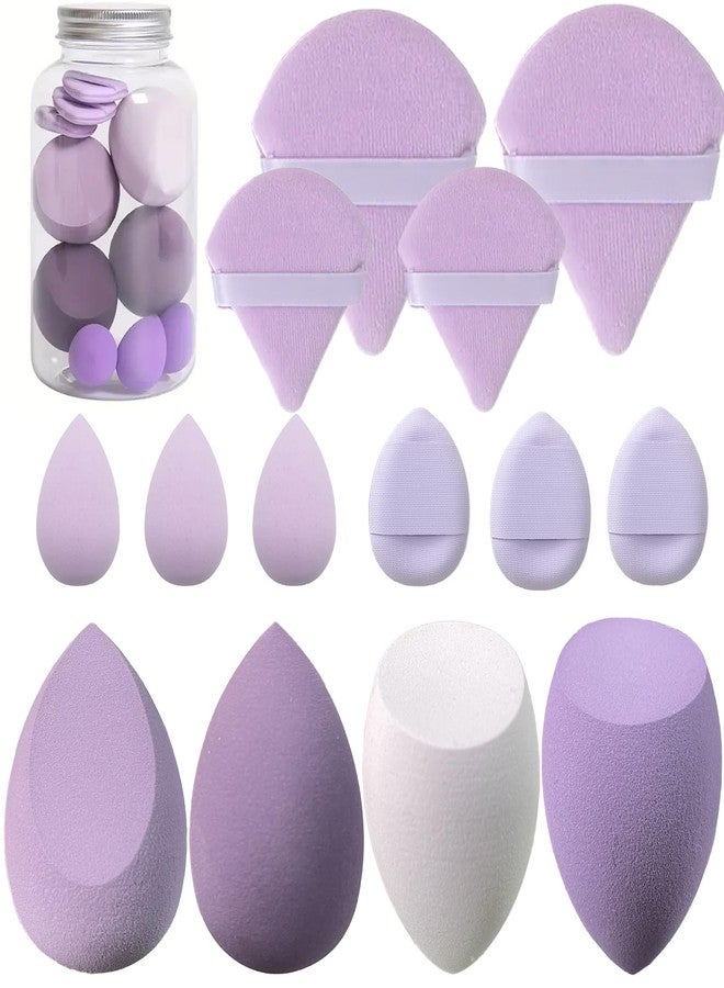 ElegGlo Makeup Sponge Set, 14 Pcs for Liquid Cream, and Powder Latex Free Makeup Blender Sponges Multi-colored for Makeup Application with Storage Box Purple Gifts - Image 1