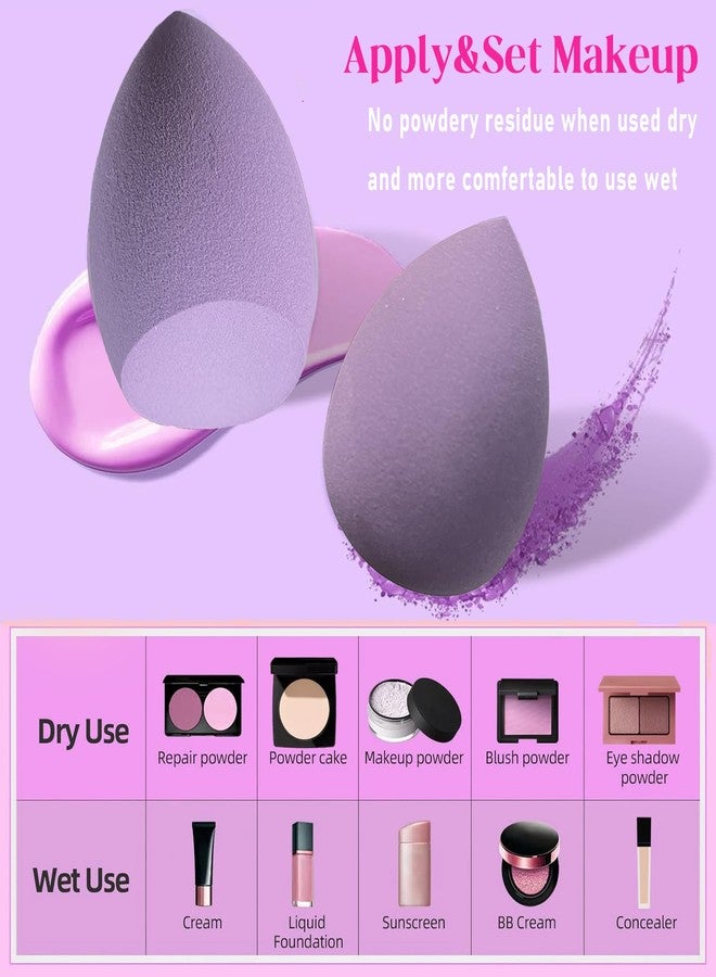 ElegGlo Makeup Sponge Set, 14 Pcs for Liquid Cream, and Powder Latex Free Makeup Blender Sponges Multi-colored for Makeup Application with Storage Box Purple Gifts - Image 3