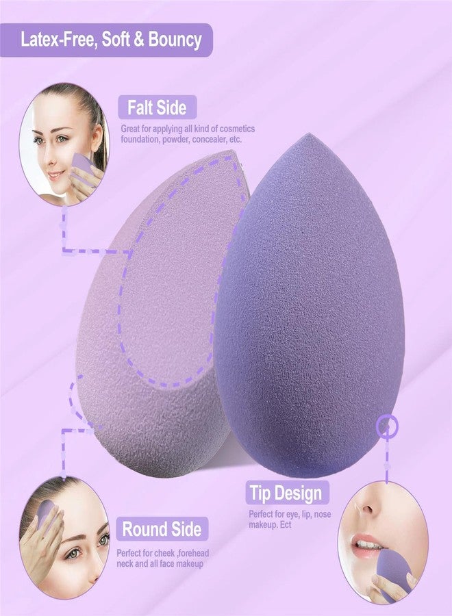 ElegGlo Makeup Sponge Set, 14 Pcs for Liquid Cream, and Powder Latex Free Makeup Blender Sponges Multi-colored for Makeup Application with Storage Box Purple Gifts - Image 4