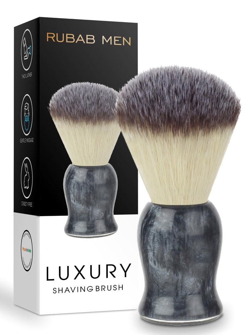RUBAB MEN Luxuriously Soft Shaving Brush for Men |Bomber Edition| Premium Cruelty-Free Bristles and Stylish Grey Bomber-Toned Ergonomic Handle - Image 1