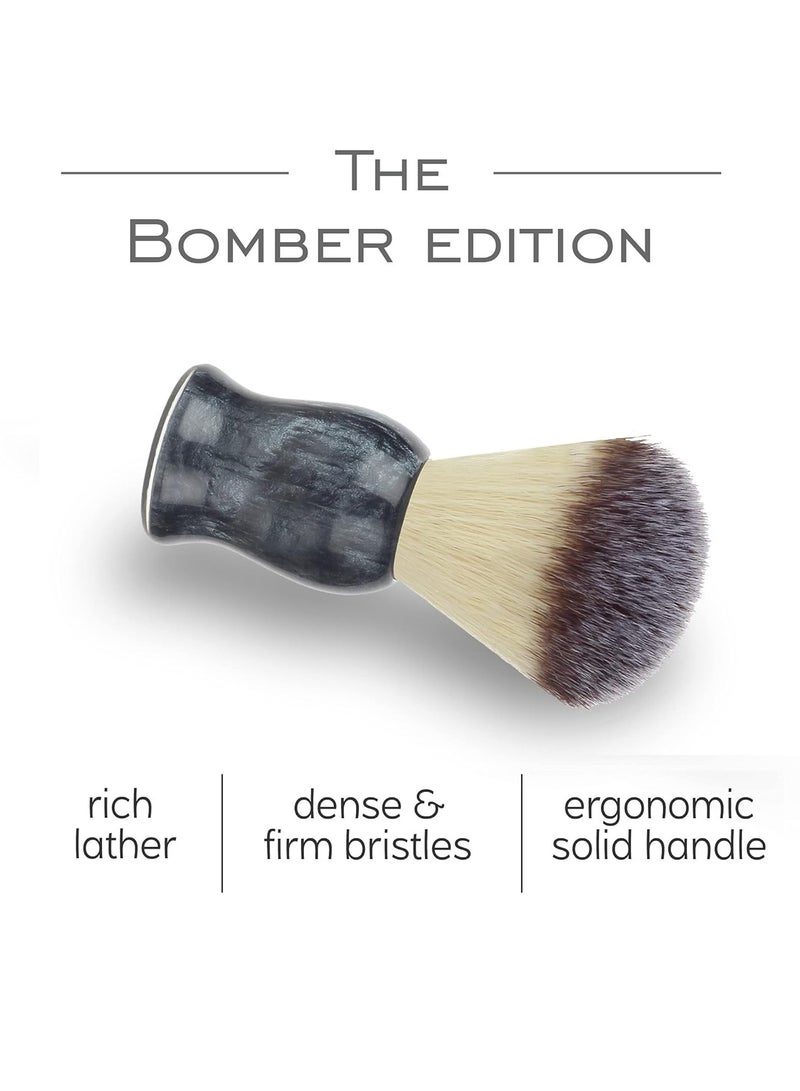 RUBAB MEN Luxuriously Soft Shaving Brush for Men |Bomber Edition| Premium Cruelty-Free Bristles and Stylish Grey Bomber-Toned Ergonomic Handle - Image 3