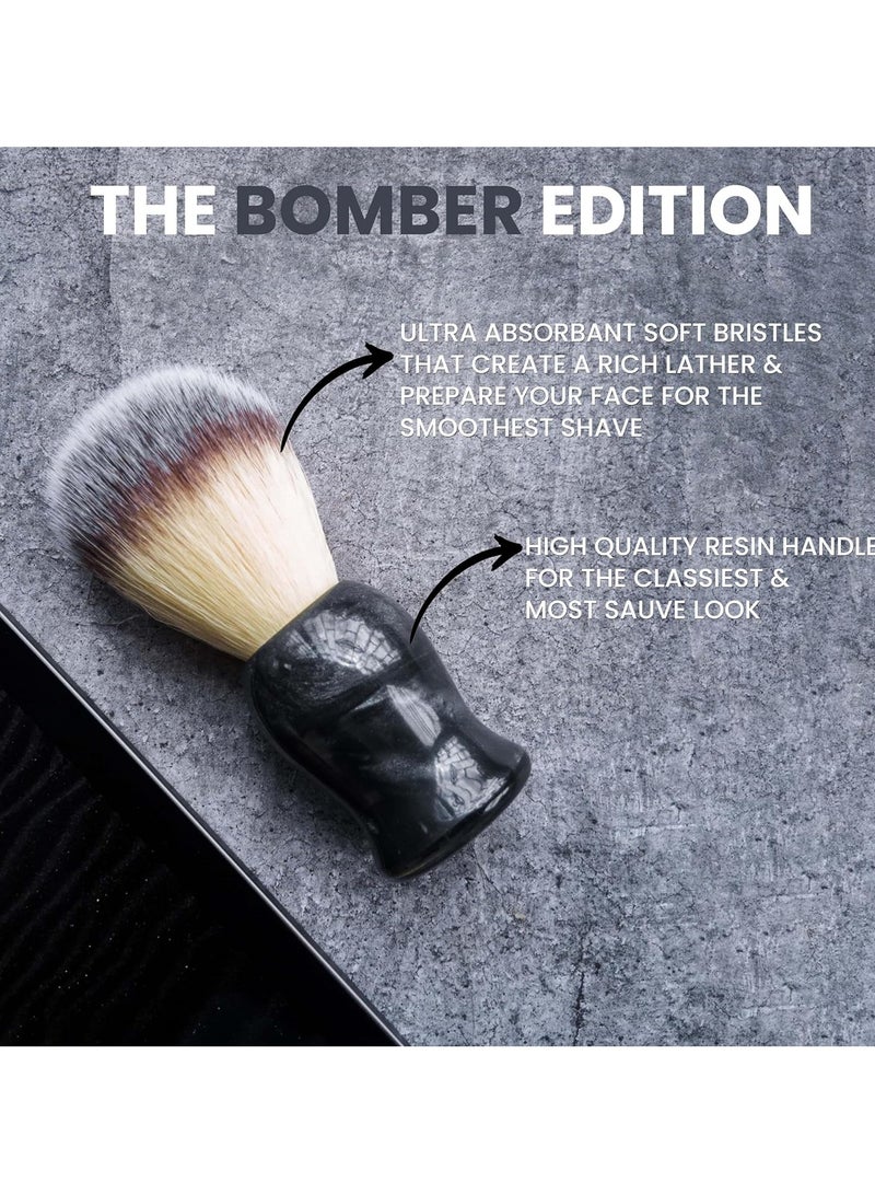 RUBAB MEN Luxuriously Soft Shaving Brush for Men |Bomber Edition| Premium Cruelty-Free Bristles and Stylish Grey Bomber-Toned Ergonomic Handle - Image 4