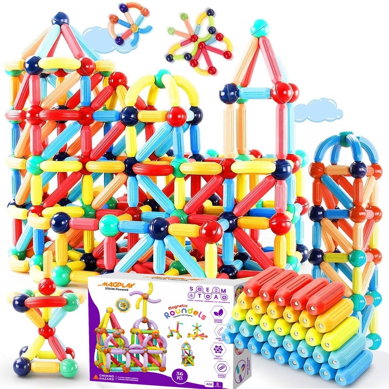 KIPA Gaming MagPlay Roundel | 36-Piece Magnetic Sticks and Blocks Building Set - Educational STEM Toy for Toddlers (3+ Years) - Montessori Learning and Construction Kit (Roundel - 36Pcs) - Image 5