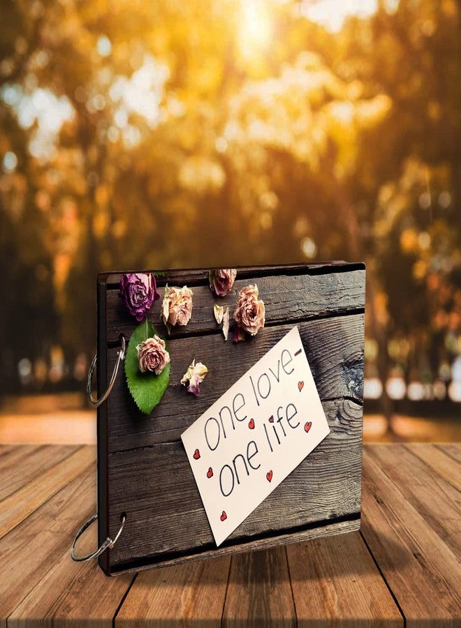 WallDaddy- Scrapbook Crafts (One Love One Life) Scrap Book | Wooden Photo Album | 40 Black Color Paper Size "22 X 16 cm" "Wooden Photo Book (Photo Size Supported : 8x6 inch) - Image 4