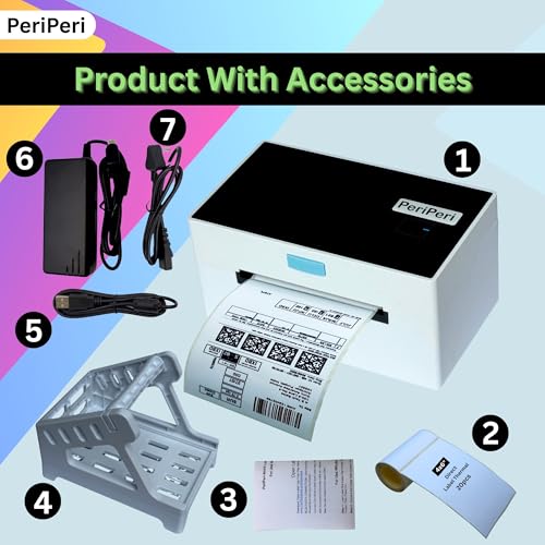 PeriPeri S1 4x6 USB Direct Thermal Label, Barcode Printer with Stand Support All Label Sizes, Copatible with Windows, Mac OS 160mm/s Printing Speed (1Year Warranty) - Image 5