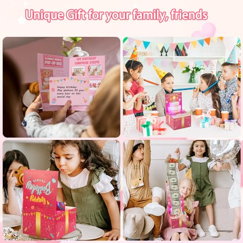 JOYJOM Surprise Musical Pop Up Birthday Card, Money Roll Pull Box, Cash Gift Box for Women, Girls - Image 3