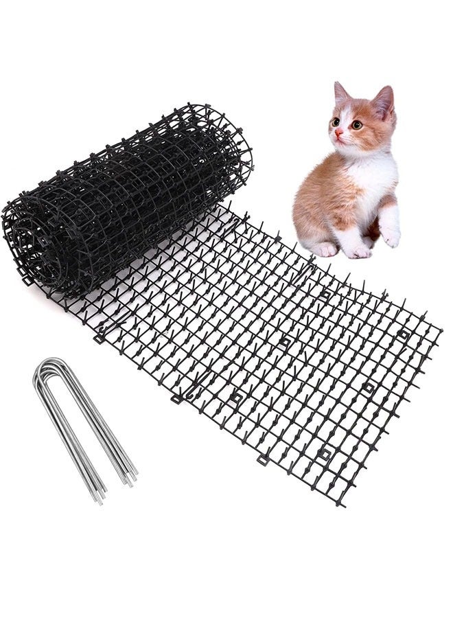 HQ-GAMING Cat Scat Mat With Spikes, Cat Repellent Mat with Spikes Pet Deterrent Net Anti Cat Mat Gardening Plastic Cat Scat Mat with 8 U-Shaped Pegs for Wild Animal Outdoor Garden Plants (340X42CM)  - Image 1