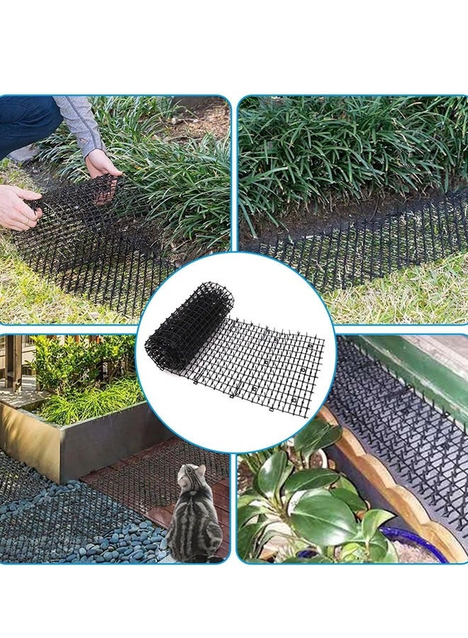 HQ-GAMING Cat Scat Mat With Spikes, Cat Repellent Mat with Spikes Pet Deterrent Net Anti Cat Mat Gardening Plastic Cat Scat Mat with 8 U-Shaped Pegs for Wild Animal Outdoor Garden Plants (340X42CM)  - Image 5