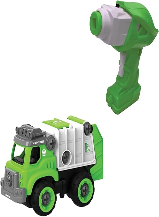 Edushape Sanitation Truck Baby Toy - Remote-Controlled and Fit for DIY Re-Assembly - Enhance STEM and Creativity for Kids Aged 3 Years and Up