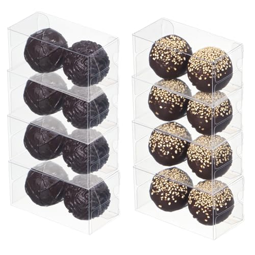 TEMLQPACK Clear Small Chocolate Boxes (3.1 x 1.5 x 1.5 inches, 45 Pack) for 2 Truffles - Wedding Favor Party Candy Gift Boxes - Image 1