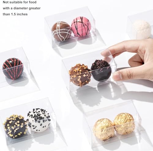 TEMLQPACK Clear Small Chocolate Boxes (3.1 x 1.5 x 1.5 inches, 45 Pack) for 2 Truffles - Wedding Favor Party Candy Gift Boxes - Image 5