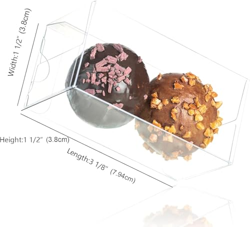 TEMLQPACK Clear Small Chocolate Boxes (3.1 x 1.5 x 1.5 inches, 45 Pack) for 2 Truffles - Wedding Favor Party Candy Gift Boxes - Image 3