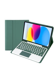 Protective Case Wireless Keyboard For Ipad 10th Gen 10.9.7 Tablet Compatible Ipad Pro 11 Magnetic Suction Smart Control For 9-Color:Dark Green Leather Case + Round Key Cap Miaocontrol Keyboard-Applicable Model:ipad 10 Generation 10.9 2022 Edition