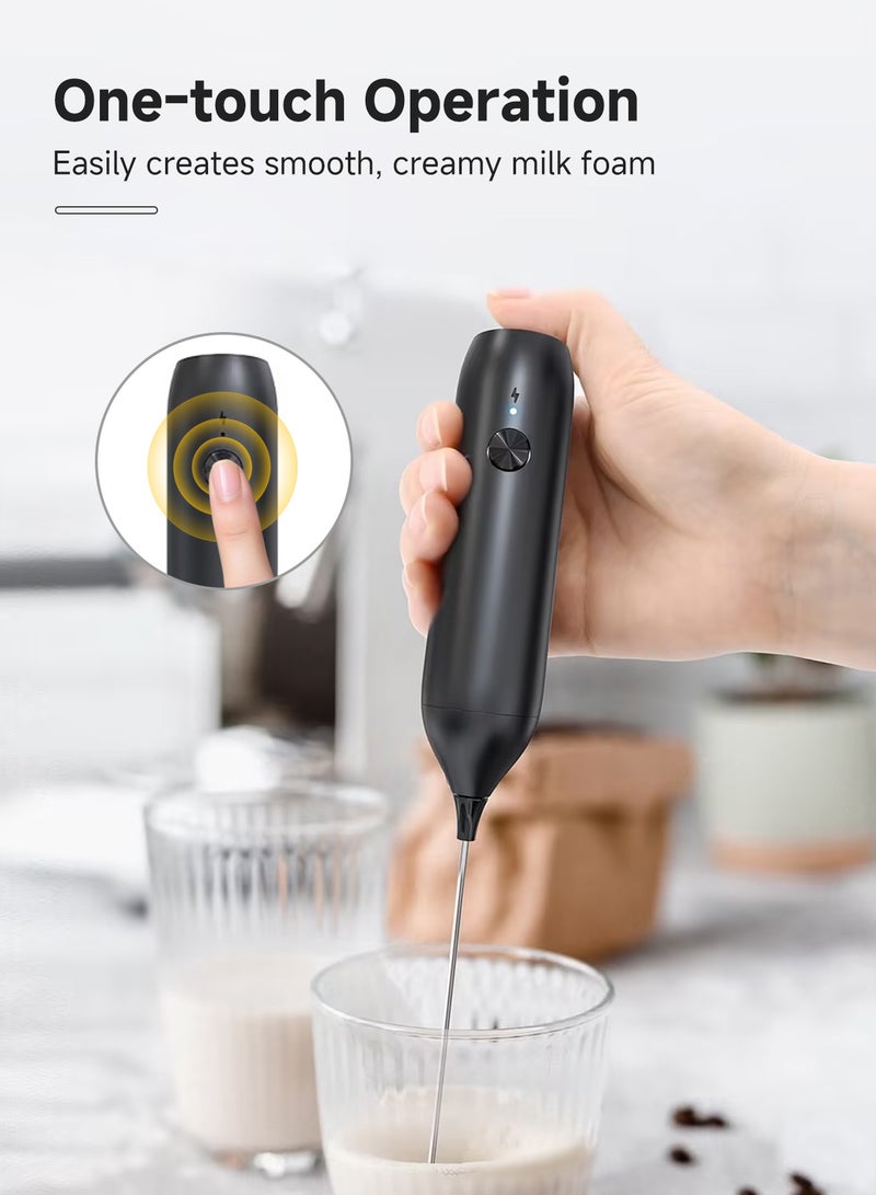 DSP Electric Milk Frother Handheld Rechargeable Coffee Foamer with 304 Stainless Steel Whisk One-Touch Operation Type-C Charging Lightweight & Portable for Latte Cappuccino - Image 5