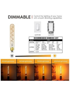 Generic Dimmable T30 LED Bulbs, E26 Base, 40W Vintage Style Warm White 2200K Amber Light, 7.3inch Long Tubular Filament Bulbs, Soft Flexible Design, Pack of 2  - Image 2