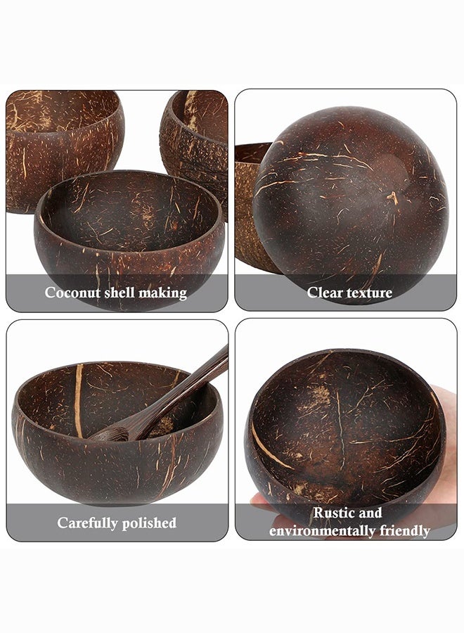 BELANO Coconut Bowls Set with Wooden Spoon, Natural Polished Coconut Shell Bowls (Two Sizes), 5-Piece for Salads & Smoothies - Image 3