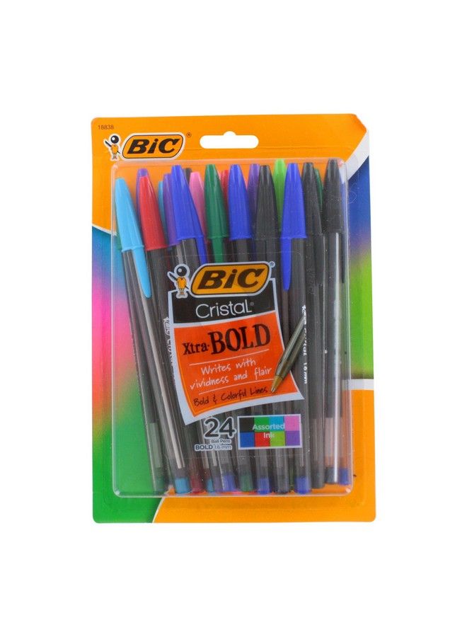 Bic أقلام حبر جاف كريستال إكسترا بولد ستيك 1.6 مم، ألوان متنوعة، عبوة من 24 قلمًا - Image 2