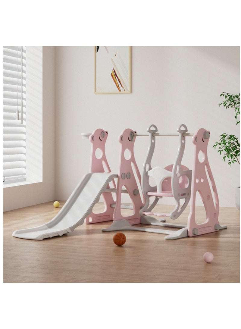 فول جوي مجموعة زحليقة وأرجوحة مع حلقة كرة سلة 3*1 للأطفال،مجموعة ملعب داخلي وخارجي للأطفال الصغار،مجموعة ألعاب تسلق للأطفال - Image 1