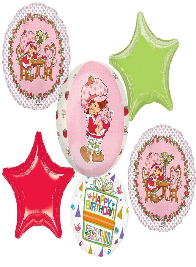 أناجرام مستلزمات حفلات عيد ميلاد أناغرام، زينة باقة بالونات أوربز بنكهة كعكة الفراولة للبنات مكونة من 6 قطع - Image 1